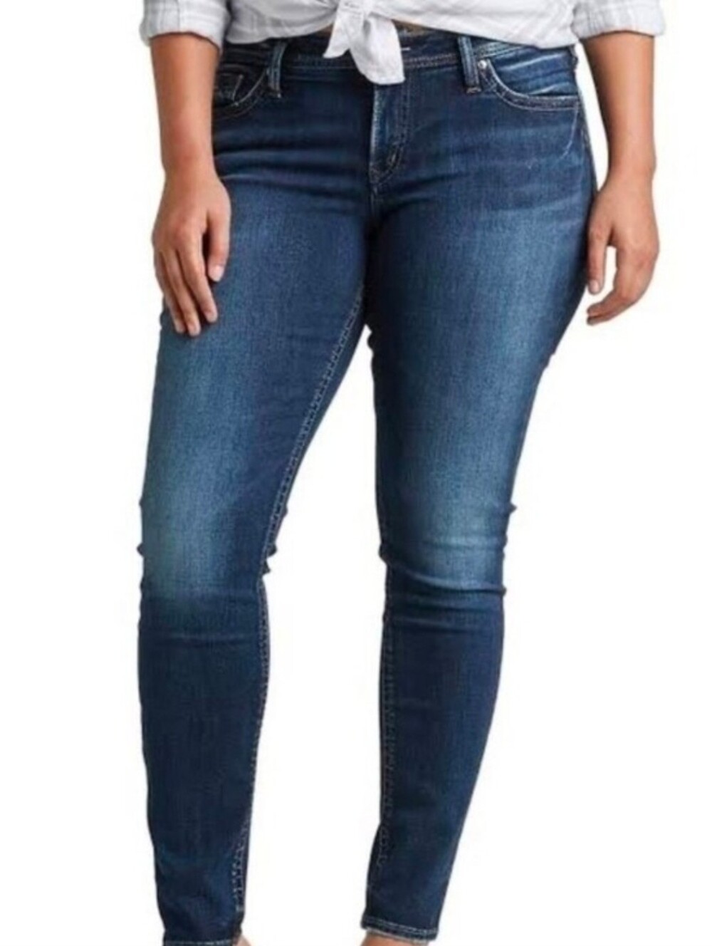 Silver Jeans Women's Dark Blue Skinny Jeans with Fading 30x31 - Picture 13 of 14